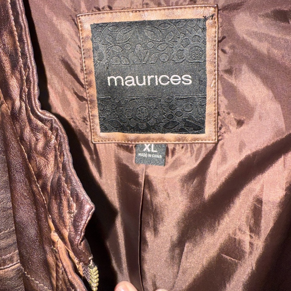 Maurices Quilted Dark Brown Faux Leather Jacket, XL - Picture 7 of 8